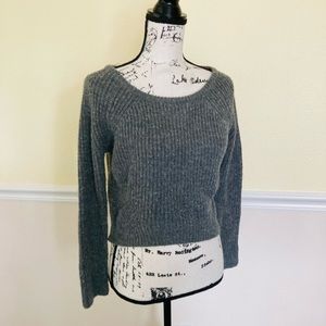 RHAPSODY GREY KNIT CROP TOP SWEATER